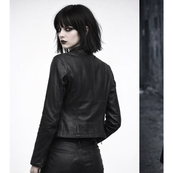 Tripp NYC Tiboa Vintage Leather Motorcycle Jacket Gothic Punk Biker Zip Black  M - Picture 2 of 8